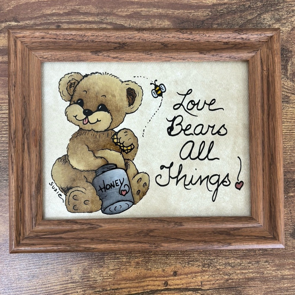 "Love Bears All Things" Saying Reverse Glass Painting By Susie Kostka Illinois